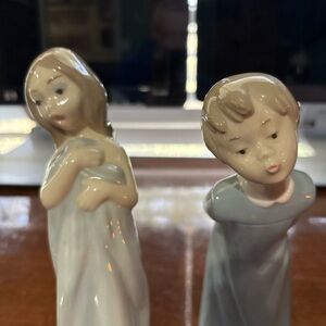 Porcelain Figurine Set - Cream and Blue